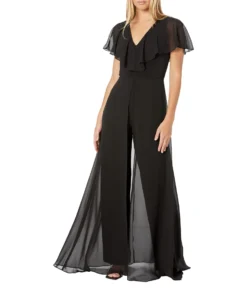 Adrianna Papell Stretch Jersey Jumpsuit With Chiffon Overlay