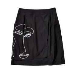 Moschino Abstract Faces Wrap Skirt