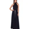 Betsy & Adam Mock Neck Wide Leg Crepe Jumpsuit