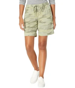 Dylan By True Grit Sun-Washed Cotton Camo Bermuda Tie Shorts