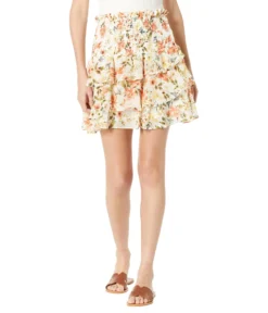 1.STATE Smocked Waist Asymmetrical Tiered Skirt