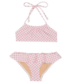 Toobydoo Gingham Ruffle Bandeau Bikini (Toddler/Little Kids/Big Kids)