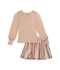 HABITUAL Girl Rib Knit Top & Skirt Set (Big Kids)