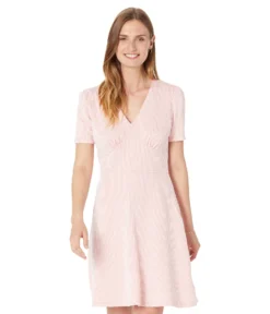 MICHAEL Michael Kors Pinstripe Jacquard V-Neck Dress