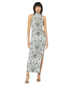 Norma Kamali Halter Turtle Side Slit Gown