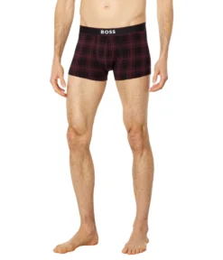 BOSS Bold Logo Plaid Cotton Stretch Trunks