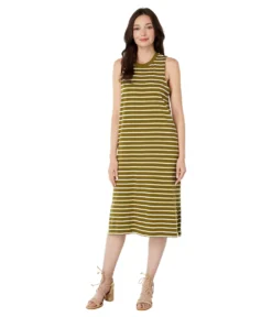 Madewell Organic Cotton Crewneck Tank Midi Dress In Stripe