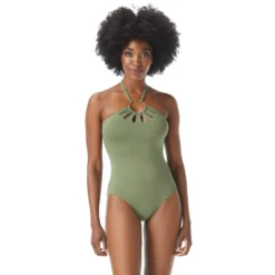 Vince Camuto Serengeti Shades Logo Ring Cutout Halter One-Piece