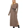 Mod-o-doc Multicolor Autumn Stripe Long Sleeve Crew Neck Maxi Dress
