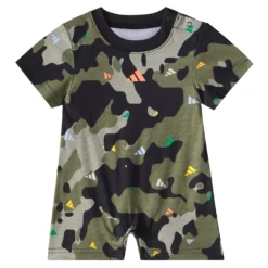 Adidas Kids Shortie All Over Print Romper (Infant)