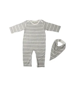 Everly Grey Romper & Bib Two-Piece Set (Infant)