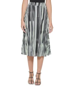 DKNY Printed Pull-On Pleated Skirt