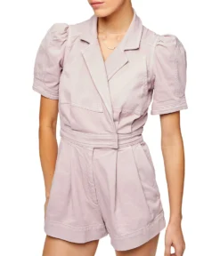 7 For All Mankind Seamed Romper In Soft Lavender