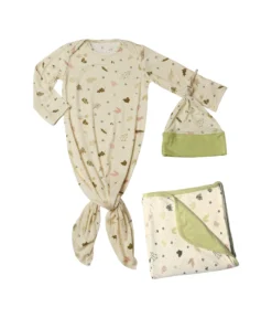 Everly Grey Knotted Gown Three-Piece Set (Infant)