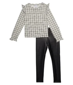 Splendid Littles Felicity Plaid Top & Faux Leather Leggings (Toddler/Little Kids)