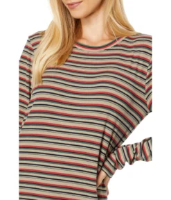 Mod-o-doc Multicolor Autumn Stripe Long Sleeve Crew Neck Maxi Dress -Madewell Sales Store 912XbjNkvsL