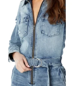 KUT From The Kloth Rachel-Zip-Up Denim Romper W/ Patch Pockets In Medium Wash -Madewell Sales Store 91EpvaeaExL